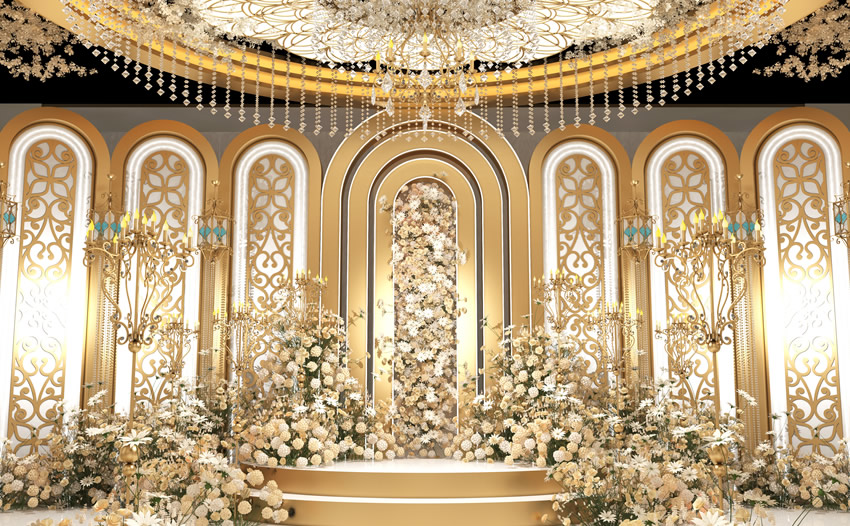 宾川香槟色调婚礼堂效果展示